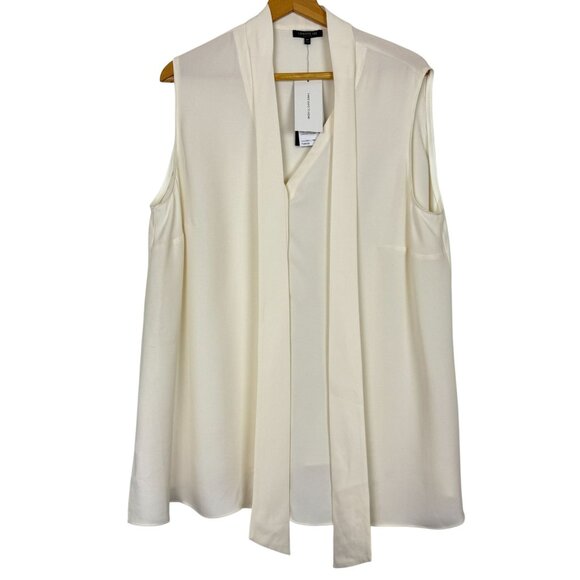 Lafayette 148 New York New Silk Cream Sleeveless Blouse Top 2X Versatile Styling - Picture 1 of 12